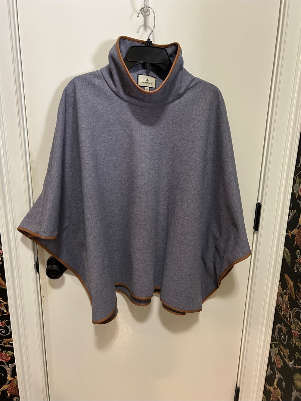 Tuckernuck Blue-Gray Poncho Cape with Tan Trim